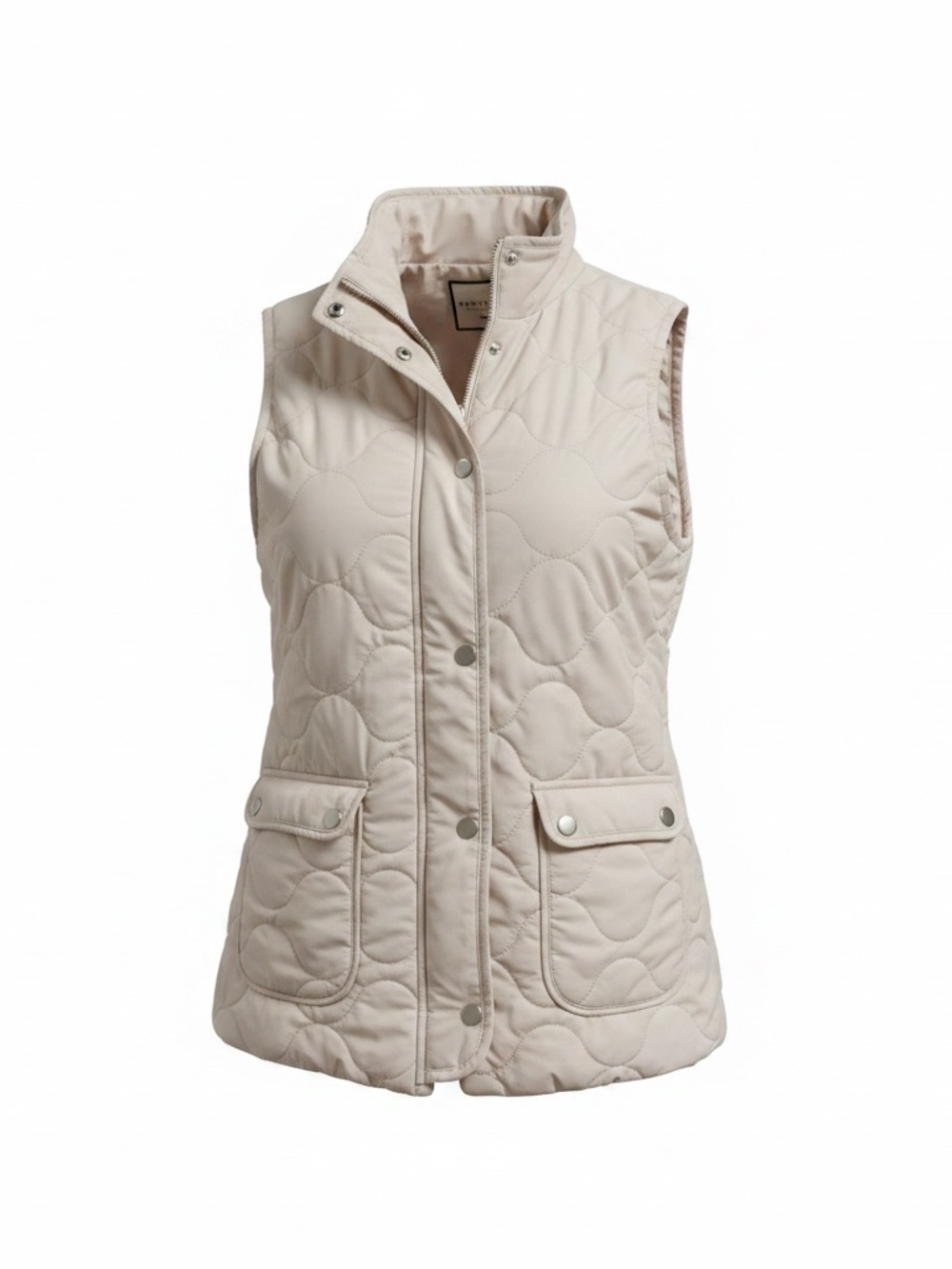 bagatelle Quilted Sleeveless Vest in Light Cream